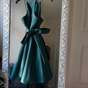 Green satin Gianni Bini flare dress
